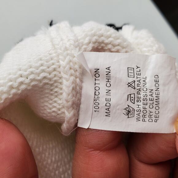 Varsity White Cotton V Neck Sweater Vest L Preppy Tenniscore Academia Old Money - Picture 4 of 9